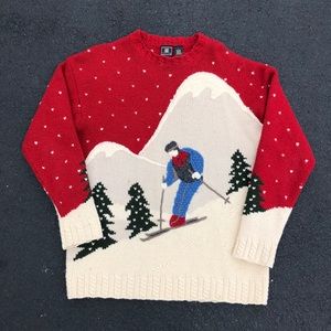 Vintage Ski 3D Knit Wool Sweater M